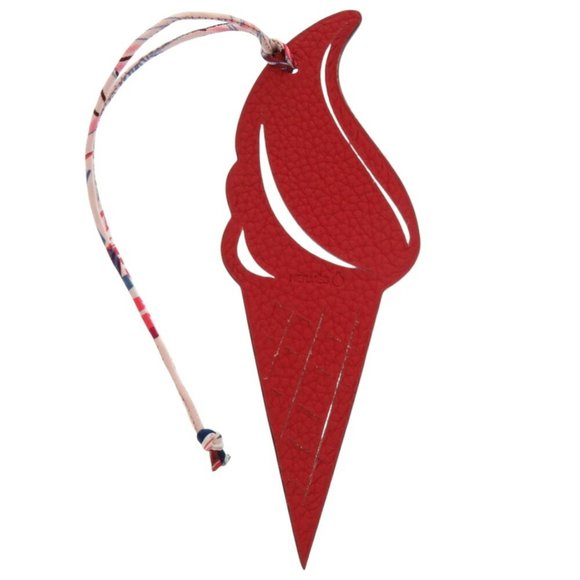 Like new Hermes Petit H Ice Cream Leather Red Blue Keychain 0070HERMES - Picture 1 of 6